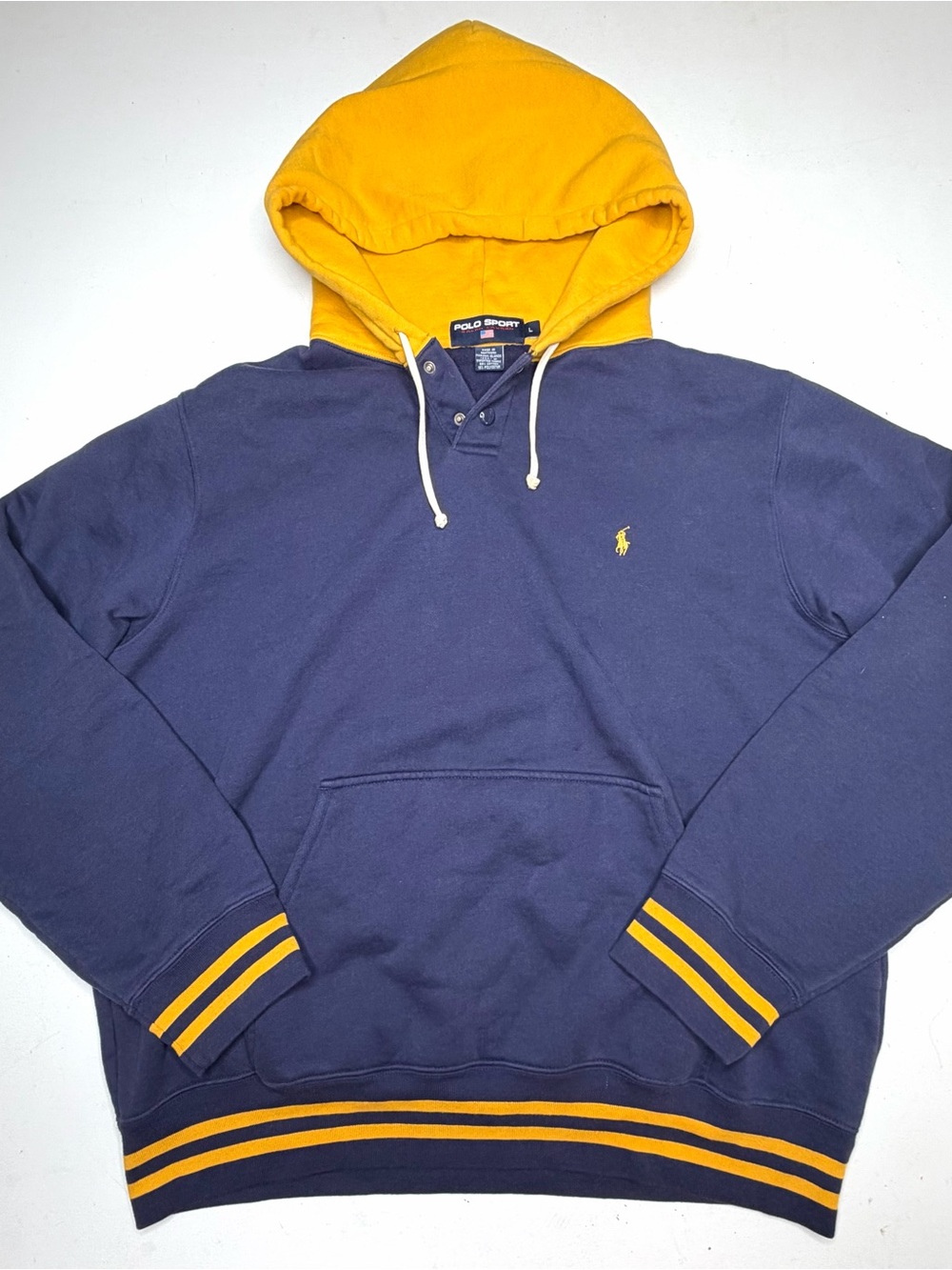 Vintage 90s Polo Sport Ralph Lauren Colorblock Hoodie Sweatshirt Sz Men’s L